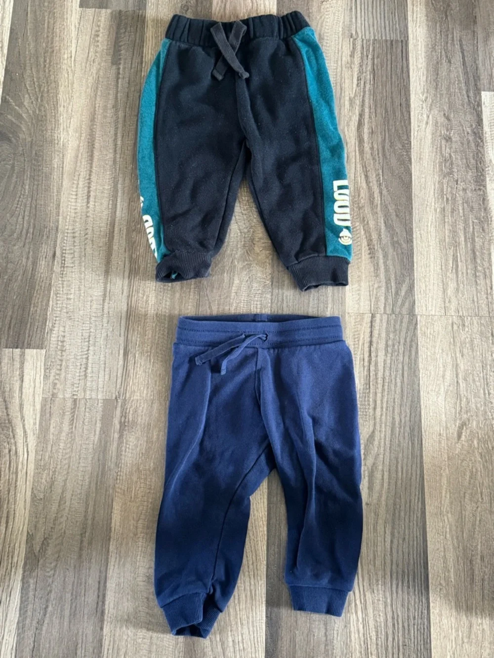 2 Toddler Navy and Teal Fleece Joggers - Picture 1 of 3